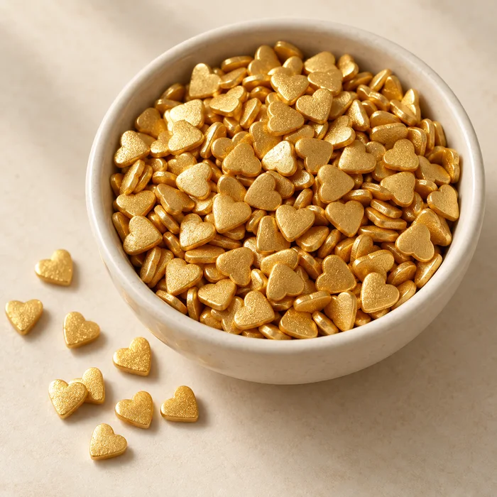 Kalp şekilli pasta süsleri — Gold