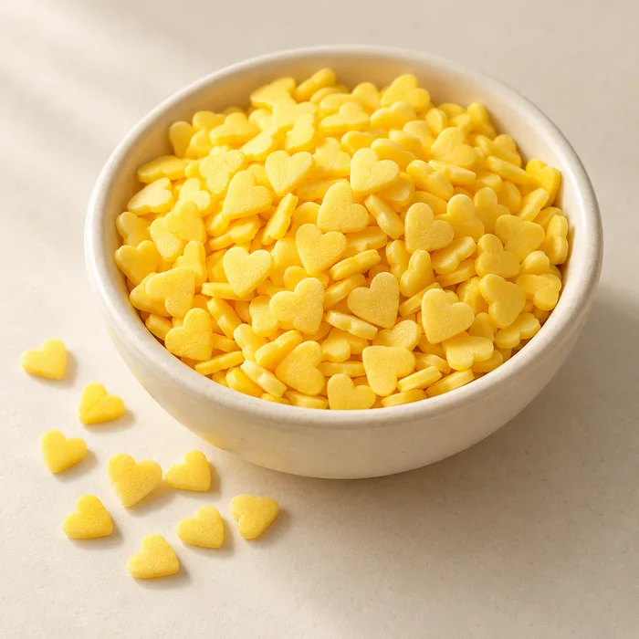 Kalp şekilli pasta süsleri — Sarı